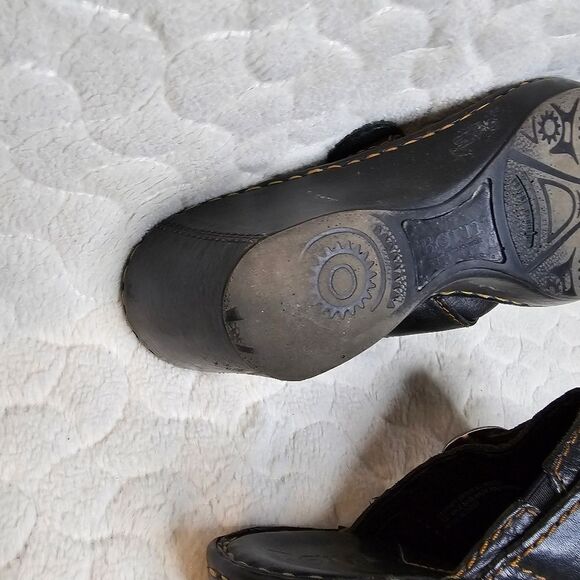 Born black leather mules clogs slip ons wedge heel 8 39 - Picture 3 of 8